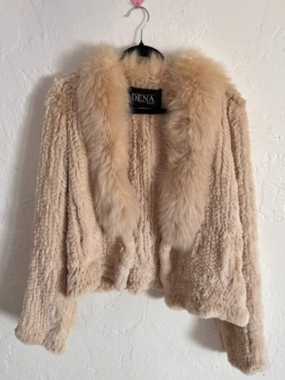 DENA New York Genuine Fox & Rex Rabbit Fur Jacket Ivory
